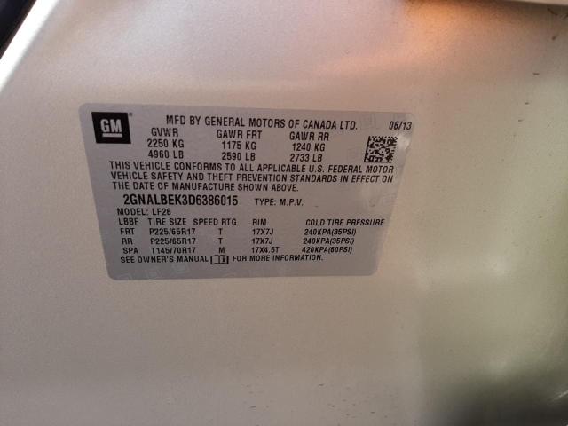 Photo 10 from auction – 2013 CHEVROLET EQUINOX LS with VIN 2GNALBEK3D6386015