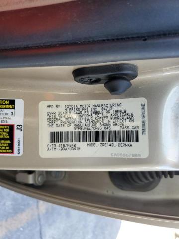 Photo 10 from auction – 2012 TOYOTA COROLLA BA with VIN 5YFBU4EE7CP031846