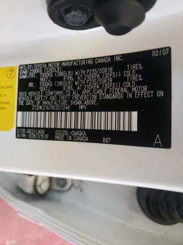 Photo 10 from auction – 2008 LEXUS RX 350 with VIN 2T2HK31U78C051248