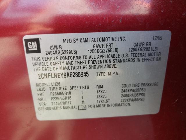 Photo 10 from auction – 2010 CHEVROLET EQUINOX LT with VIN 2CNFLNEY9A6285945