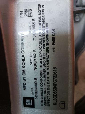 Photo 10 from auction – 2015 CHEVROLET SPARK 1LT with VIN KL8CD6S94FC732616