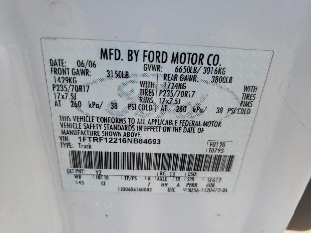 Photo 10 from auction – 2006 FORD F-150 with VIN 1FTRF12216NB84693