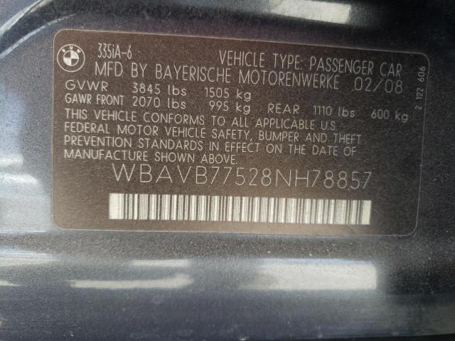 Photo 10 from auction – 2008 BMW 335 I with VIN WBAVB77528NH78857