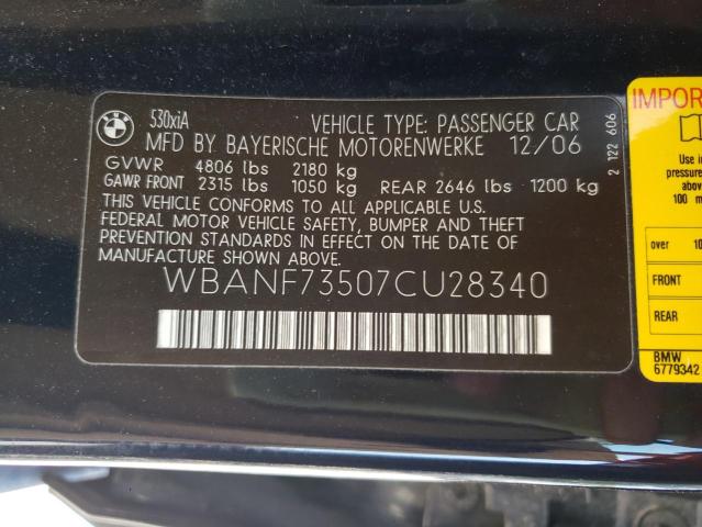 Photo 10 from auction – 2007 BMW 530 XI with VIN WBANF73507CU28340