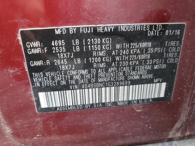 Photo 10 from auction – 2016 SUBARU OUTBACK 2. with VIN 4S4BSBNC1G3289699
