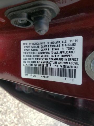 Photo 10 from auction – 2015 HONDA CIVIC LX with VIN 19XFB2F57FE212512