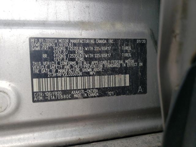 Photo 10 from auction – 2020 TOYOTA RAV 4 with VIN 2T3H1RFV2LC050536