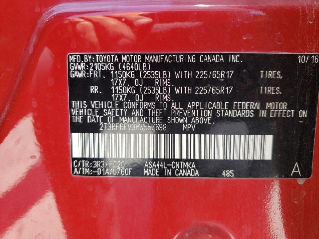 Photo 10 from auction – 2017 TOYOTA RAV4 XLE with VIN 2T3RFREV3HW557698
