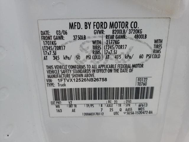 Photo 10 from auction – 2006 FORD F150 with VIN 1FTVX12526NB26758