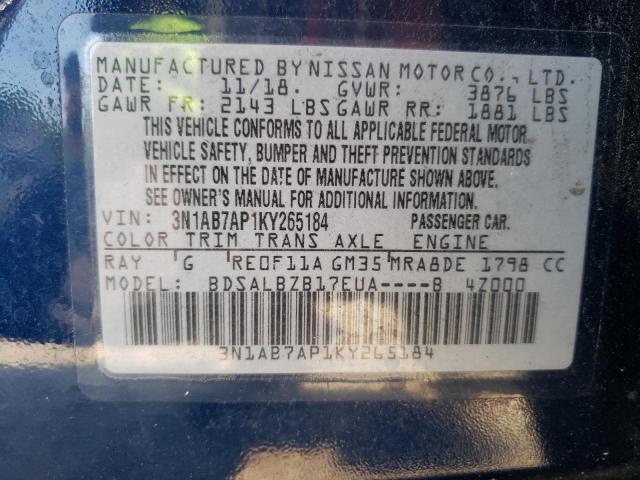 Photo 10 from auction – 2019 NISSAN SENTRA S with VIN 3N1AB7AP1KY265184