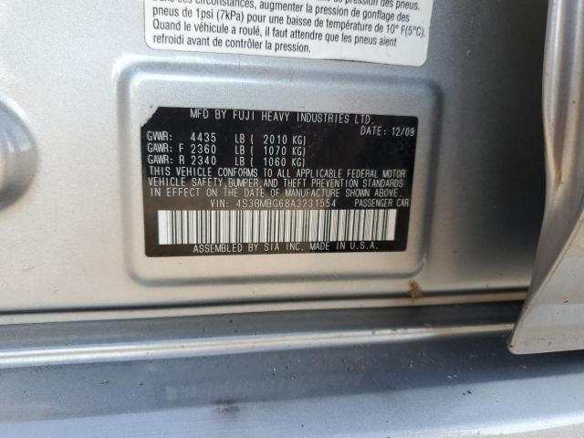 Photo 10 from auction – 2010 SUBARU LEGACY 2.5 with VIN 4S3BMBG68A3231554