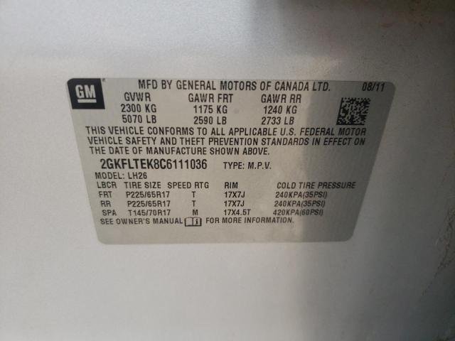 Photo 10 from auction – 2012 GMC TERRAIN SL with VIN 2GKFLTEK8C6111036
