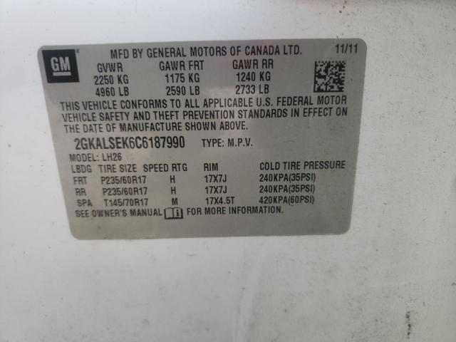 Photo 10 from auction – 2012 GMC TERRAIN SL with VIN 2GKALSEK6C6187990