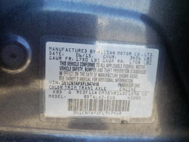 Photo 10 from auction – 2015 NISSAN VERSA S with VIN 3N1CN7APXFL947418