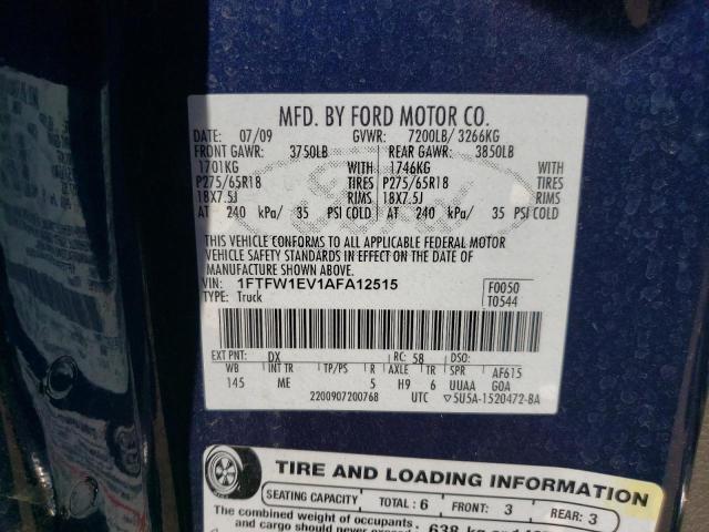 Photo 10 from auction – 2010 FORD F150 SUPER with VIN 1FTFW1EV1AFA12515
