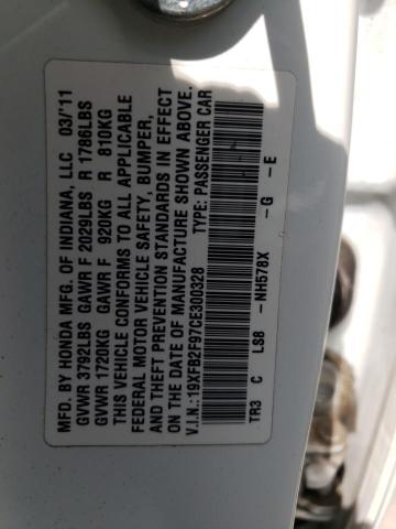 Photo 10 from auction – 2012 HONDA CIVIC EXL with VIN 19XFB2F97CE300328