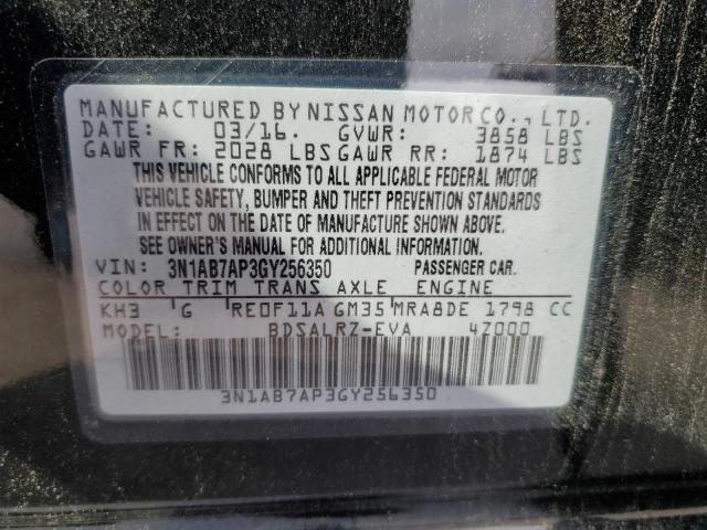 Photo 10 from auction – 2016 NISSAN SENTRA S with VIN 3N1AB7AP3GY256350