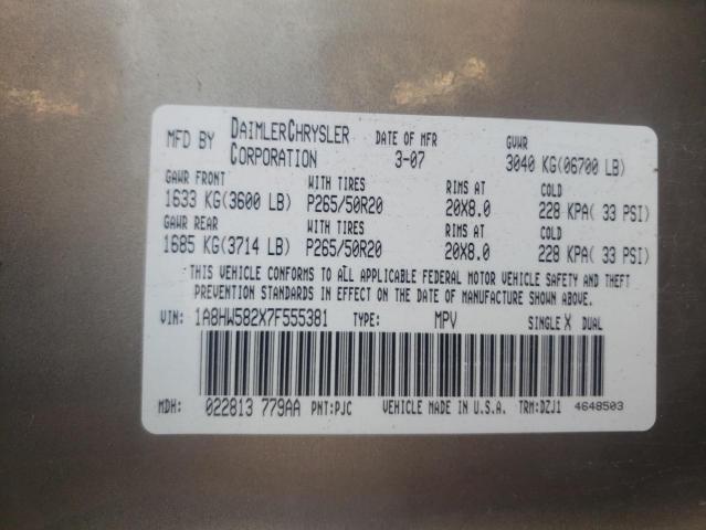Photo 10 from auction – 2007 CHRYSLER ASPEN LIMI with VIN 1A8HW582X7F555381