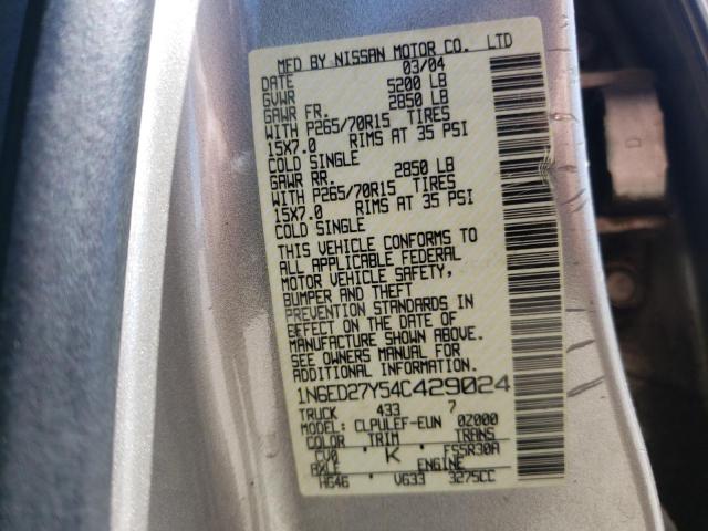 Photo 10 from auction – 2004 NISSAN FRONTIER C with VIN 1N6ED27Y54C429024