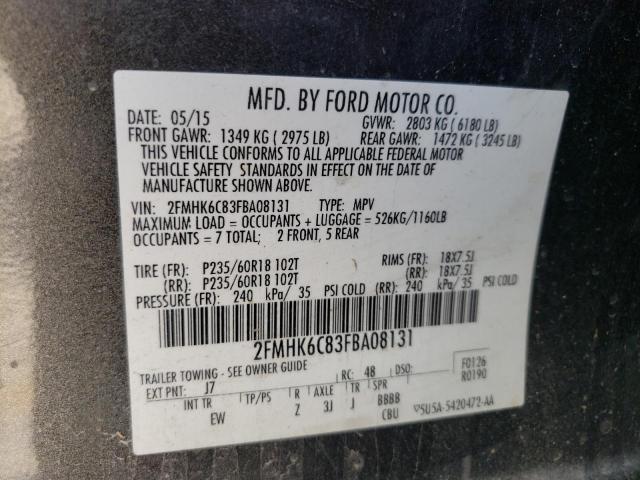 Photo 10 from auction – 2015 FORD FLEX SEL with VIN 2FMHK6C83FBA08131