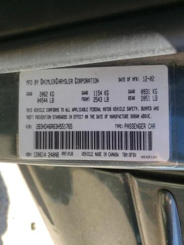 Photo 10 from auction – 2003 DODGE INTREPID S with VIN 2B3HD46R63H551765