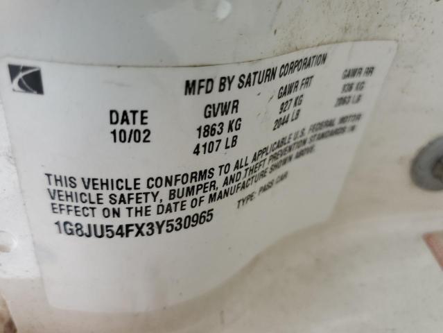 Photo 10 from auction – 2003 SATURN L200 with VIN 1G8JU54FX3Y530965