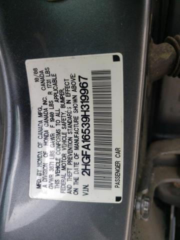 Photo 10 from auction – 2009 HONDA CIVIC LX with VIN 2HGFA16539H319967