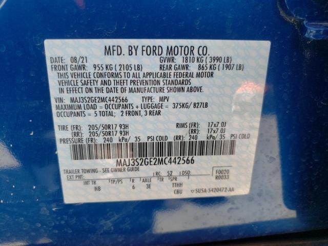 Photo 10 from auction – 2021 FORD ECOSPORT S with VIN MAJ3S2GE2MC442566