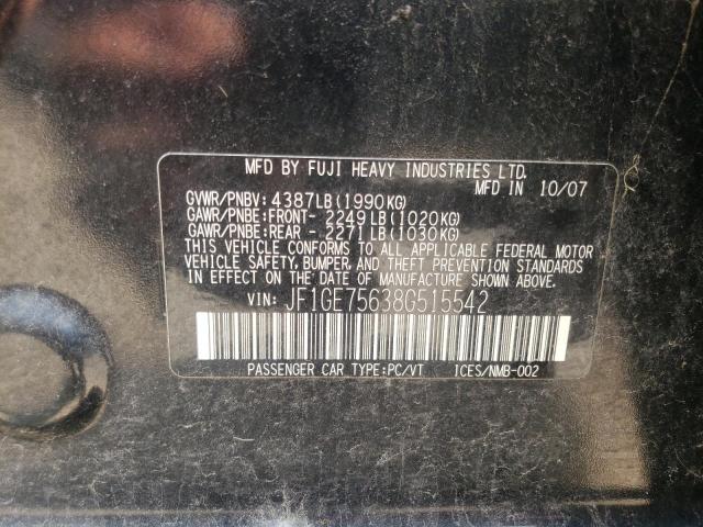 Photo 10 from auction – 2008 SUBARU IMPREZA WR with VIN JF1GE75638G515542
