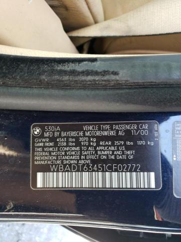 Photo 10 from auction – 2001 BMW 530 I AUTO with VIN WBADT63451CF02772