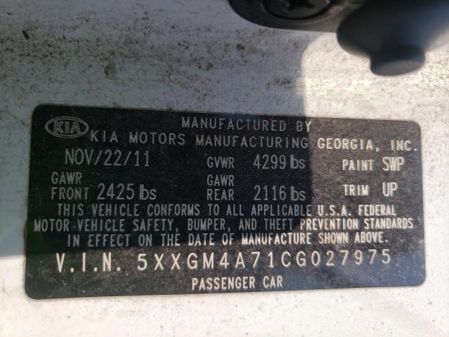 Photo 10 from auction – 2012 KIA OPTIMA LX with VIN 5XXGM4A71CG027975