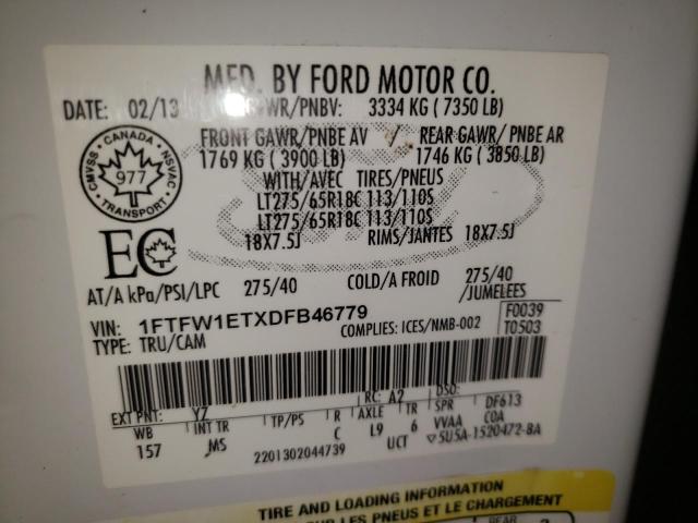 Photo 10 from auction – 2013 FORD F150 SUPER with VIN 1FTFW1ETXDFB46779