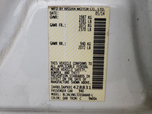 Photo 10 from auction – 2014 NISSAN ALTIMA 3.5 with VIN 1N4BL3APXEC428831