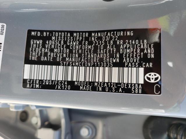 Photo 10 from auction – 2022 TOYOTA COROLLA SE with VIN 5YFS4MCE0NP113035