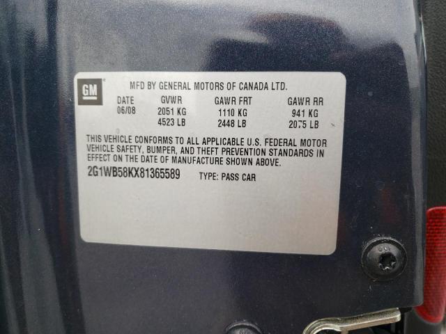 Photo 10 from auction – 2008 CHEVROLET IMPALA LS with VIN 2G1WB58KX81365589