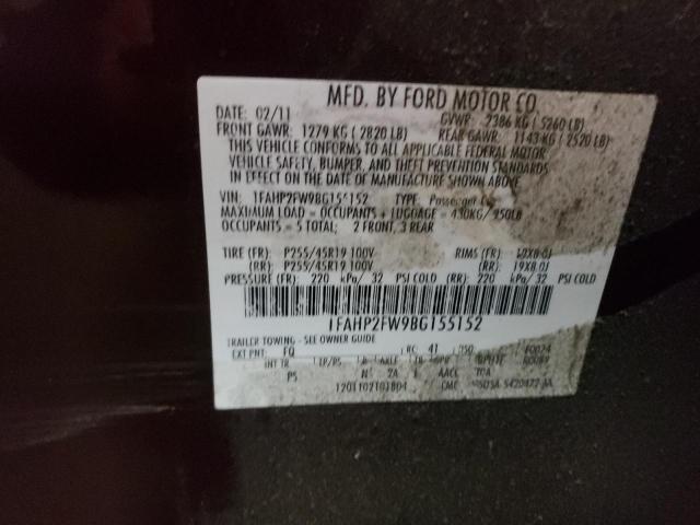 Photo 10 from auction – 2011 FORD TAURUS LIM with VIN 1FAHP2FW9BG155152