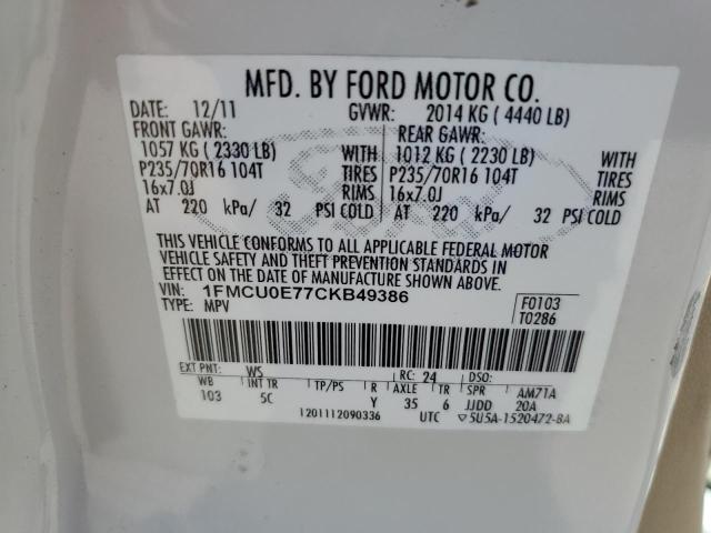 Photo 10 from auction – 2012 FORD ESCAPE LIM with VIN 1FMCU0E77CKB49386