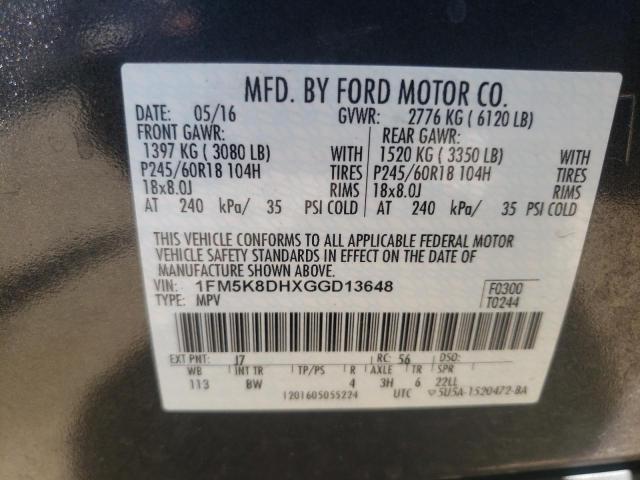 صورة رقم 10 من المزاد - 2016 FORD EXPLORER X مع VIN 1FM5K8DHXGGD13648
