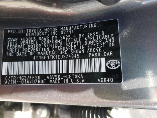 Photo 10 from auction – 2014 TOYOTA CAMRY L with VIN 4T1BF1FK1EU374845