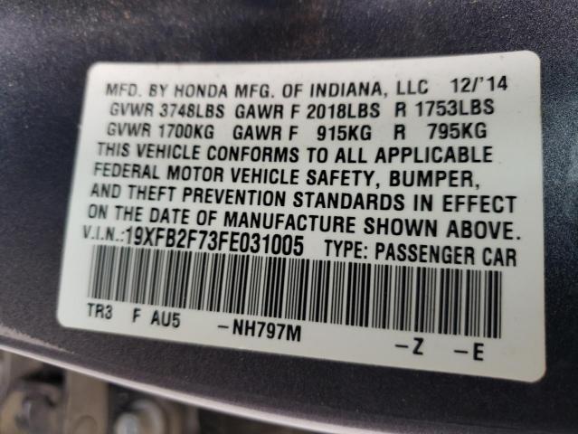 Photo 10 from auction – 2015 HONDA CIVIC SE with VIN 19XFB2F73FE031005