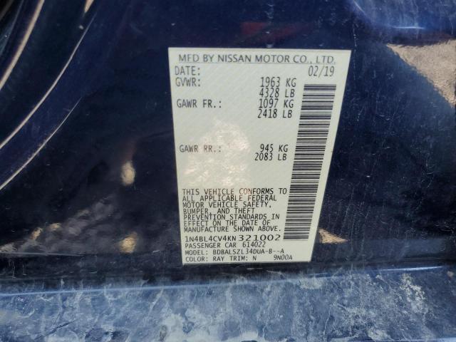 Photo 10 from auction – 2019 NISSAN ALTIMA SR with VIN 1N4BL4CV4KN321002