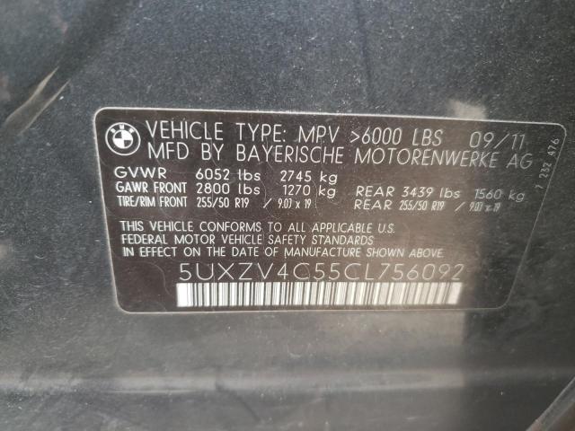 Photo 10 from auction – 2012 BMW X5 XDRIVE3 with VIN 5UXZV4C55CL756092