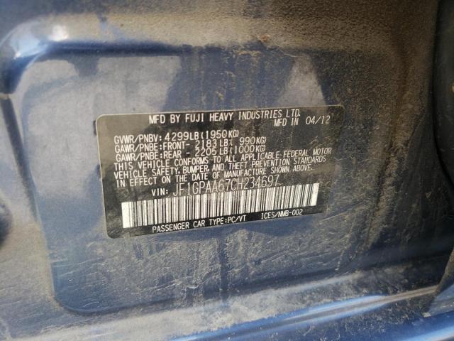 Photo 10 from auction – 2012 SUBARU IMPREZA with VIN JF1GPAA67CH234697