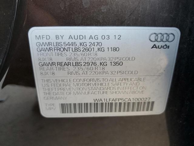 Photo 10 from auction – 2012 AUDI Q5 PREMIUM with VIN WA1LFAFP5CA100027