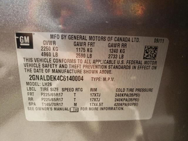 Photo 10 from auction – 2012 CHEVROLET EQUINOX LT with VIN 2GNALDEK4C6140004
