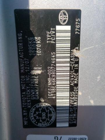 Photo 10 from auction – 2008 TOYOTA CAMRY CE with VIN 4T1BE46K98U774645