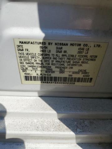 Photo 10 from auction – 2004 NISSAN MAXIMA SE with VIN 1N4BA41E54C922359