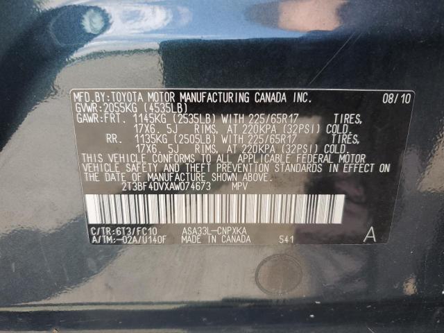 Photo 10 from auction – 2010 TOYOTA RAV4 with VIN 2T3BF4DVXAW074673