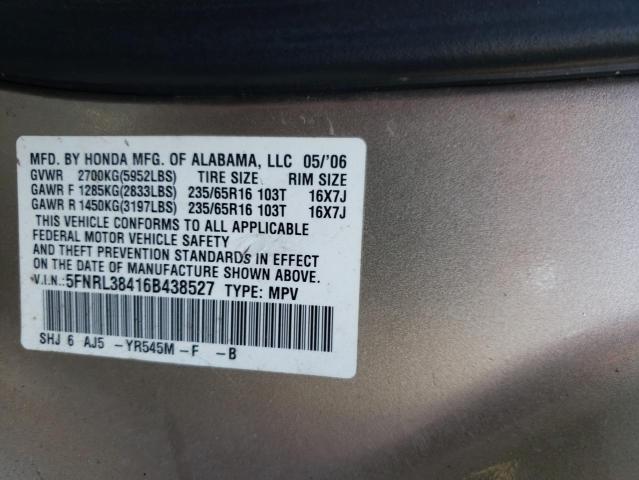 Photo 10 from auction – 2006 HONDA ODYSSEY EX with VIN 5FNRL38416B438527