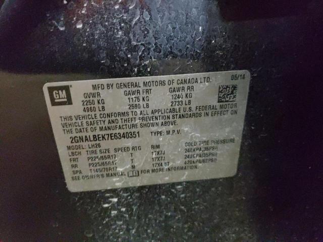 Photo 10 from auction – 2014 CHEVROLET EQUINOX LT with VIN 2GNALBEK7E6340351